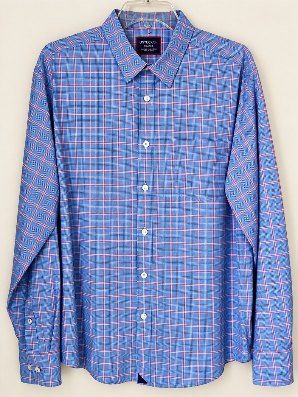 UNTUCKit Men’s XL Blue Red Plaid Performance Stretch Button Down Shirt